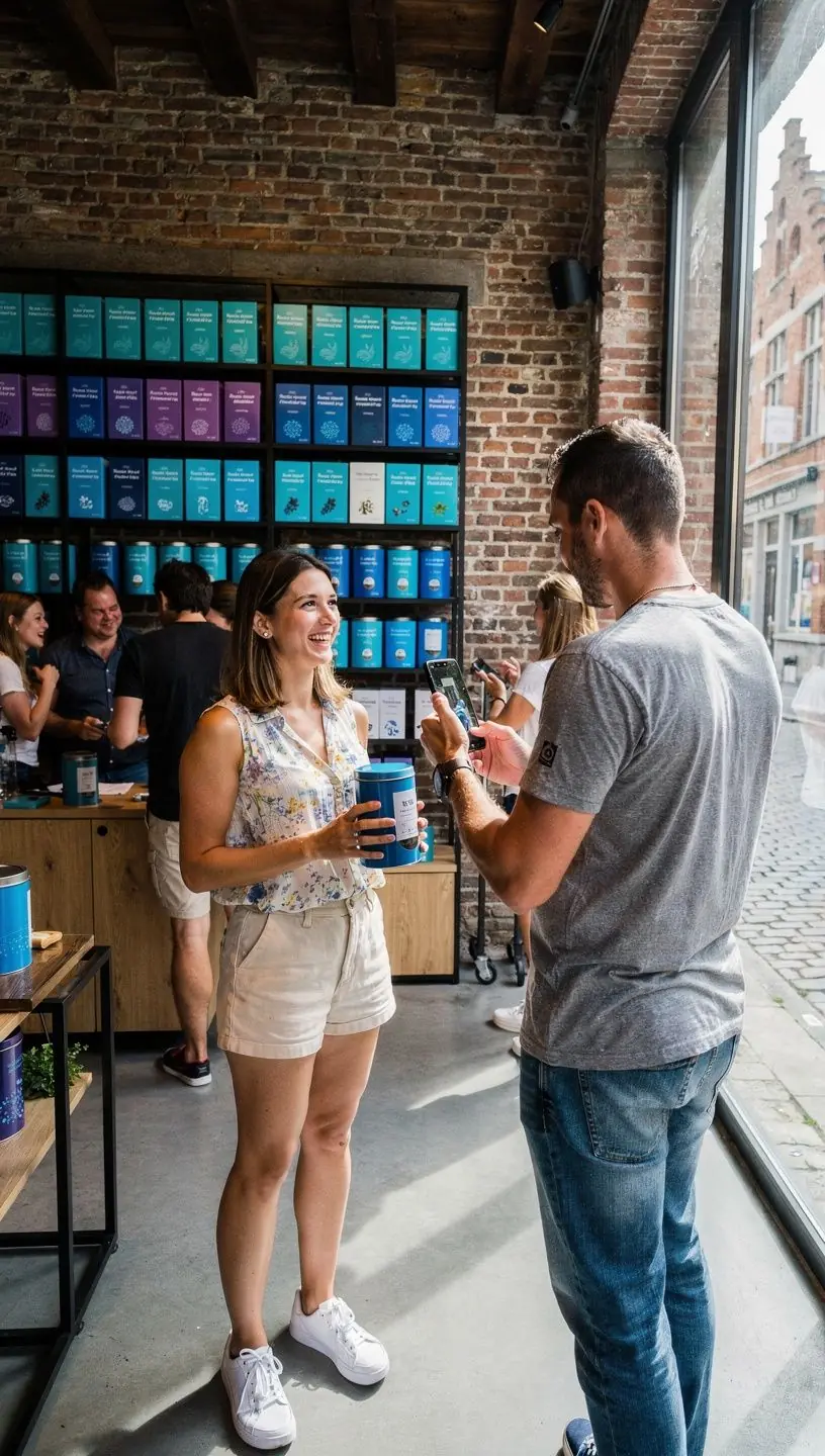 Scène de dégustation de thé, avec des personnes appréciant la douceur et la couleur fascinante de la boisson.