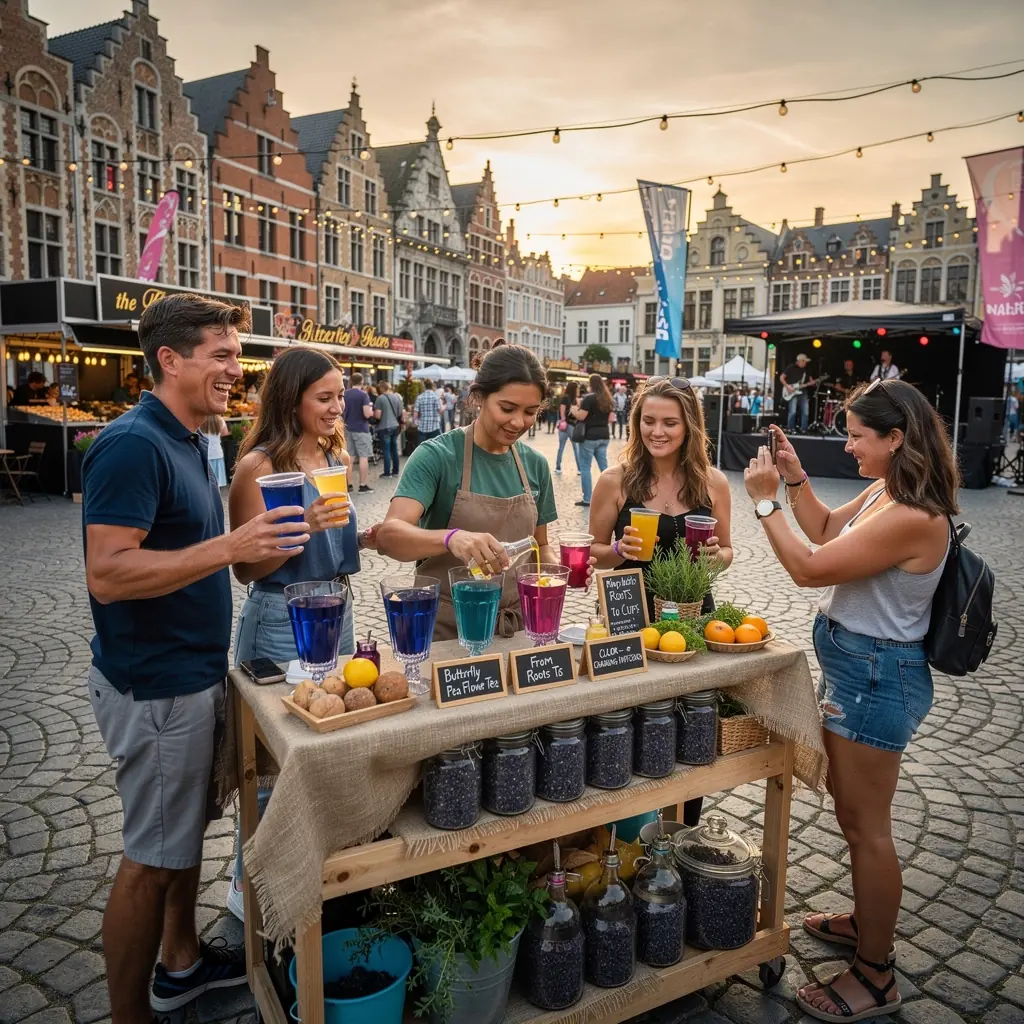 Fleur de pois papillon dans un jardin en Belgique, Г©clatante de couleur bleue.