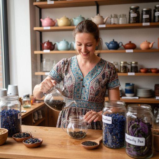 DГ©monstration de l'effet visuel du thГ© bleu en ajoutant du jus de citron.